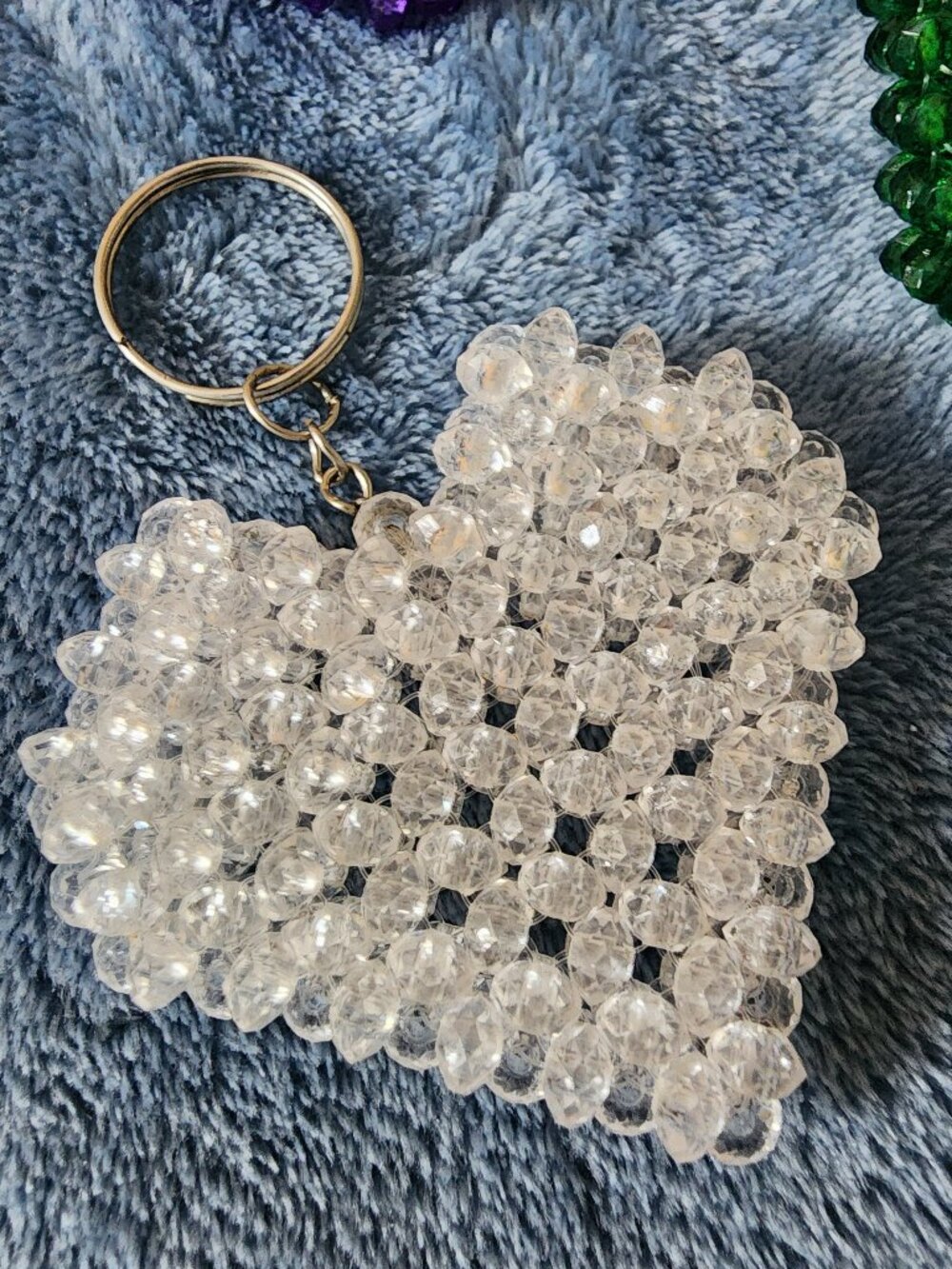Crystal Clear Heart Keychain | Handmade Sparkly Purse Charm